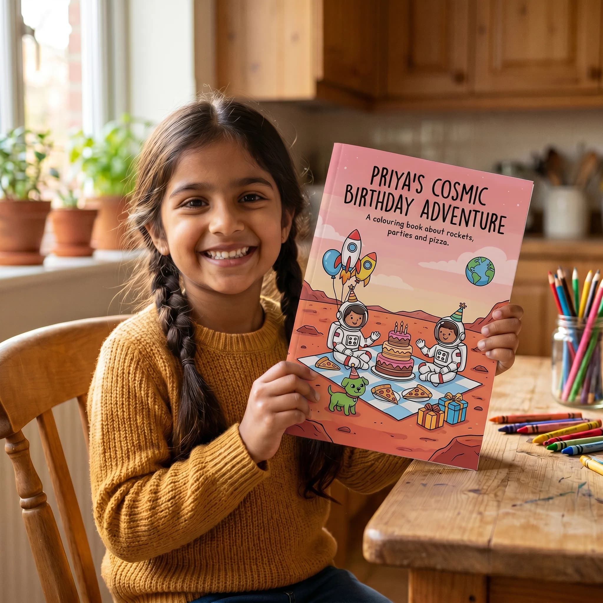 A printed colouring book made from a child's own creations