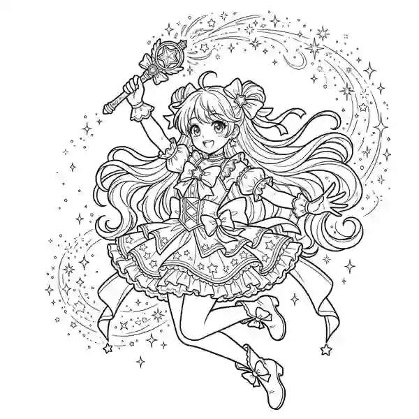 Anime / Manga colouring page example showing the distinctive look of this style