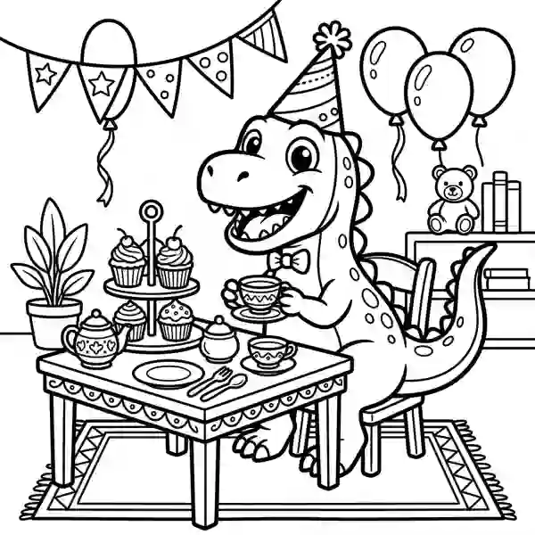Cartoon colouring page example showing the distinctive look of this style