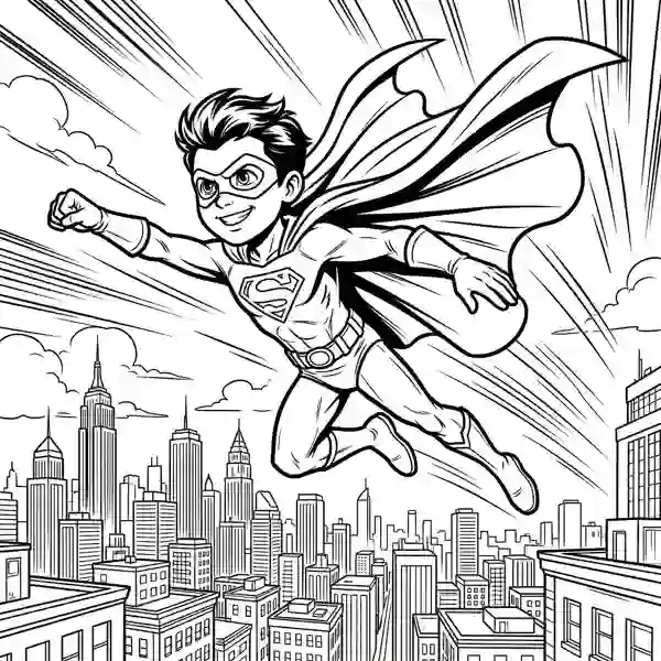 Comic Book colouring page example showing the distinctive look of this style