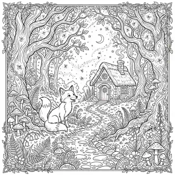 Storybook / Fairy Tale colouring page example showing the distinctive look of this style